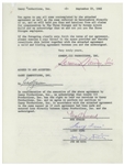 The Three Stooges Signed Agreement From September 1962 for ''It's a Mad, Mad, Mad, Mad World'' -- Signed by Moe Howard, Larry Fine & Joe DeRita -- 2pp. Plus Ancillary Documents -- Very Good